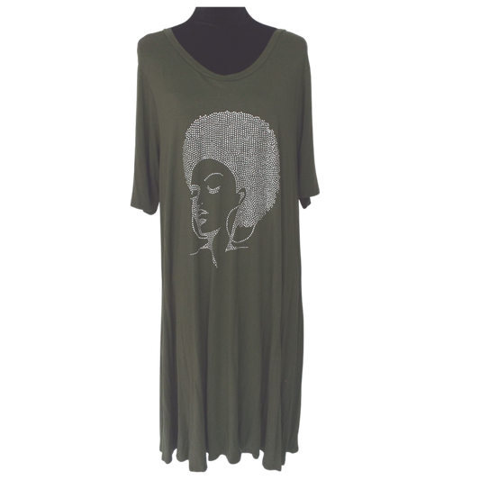 Afro Glam Rhinestone Leisure Dress