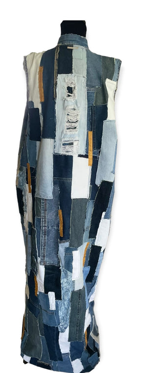 
            
                Load image into Gallery viewer, Mixed Denim Patchwork Vest
            
        