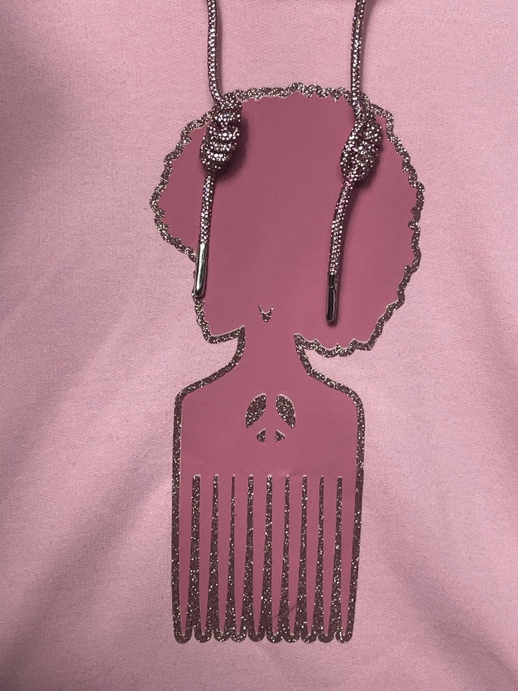 Pink Afro Pick Hoodie