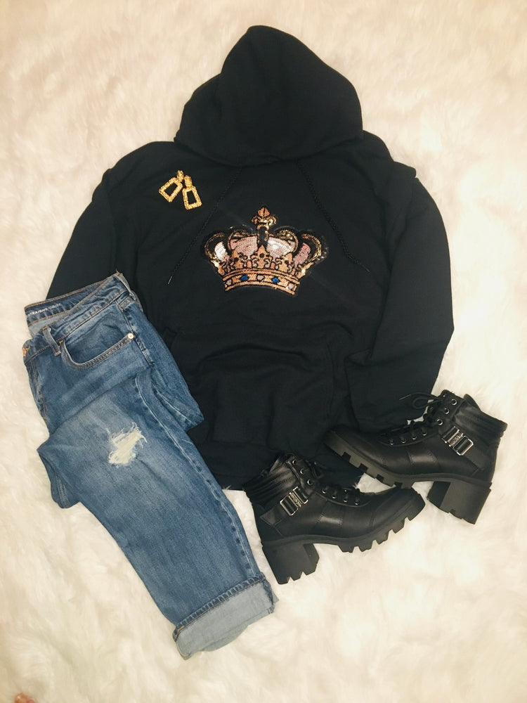 Sequin Crown Hoodie - J. Elaine Boutique