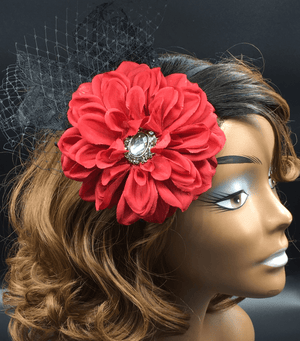 Fire Red Fascinator - J. Elaine Boutique