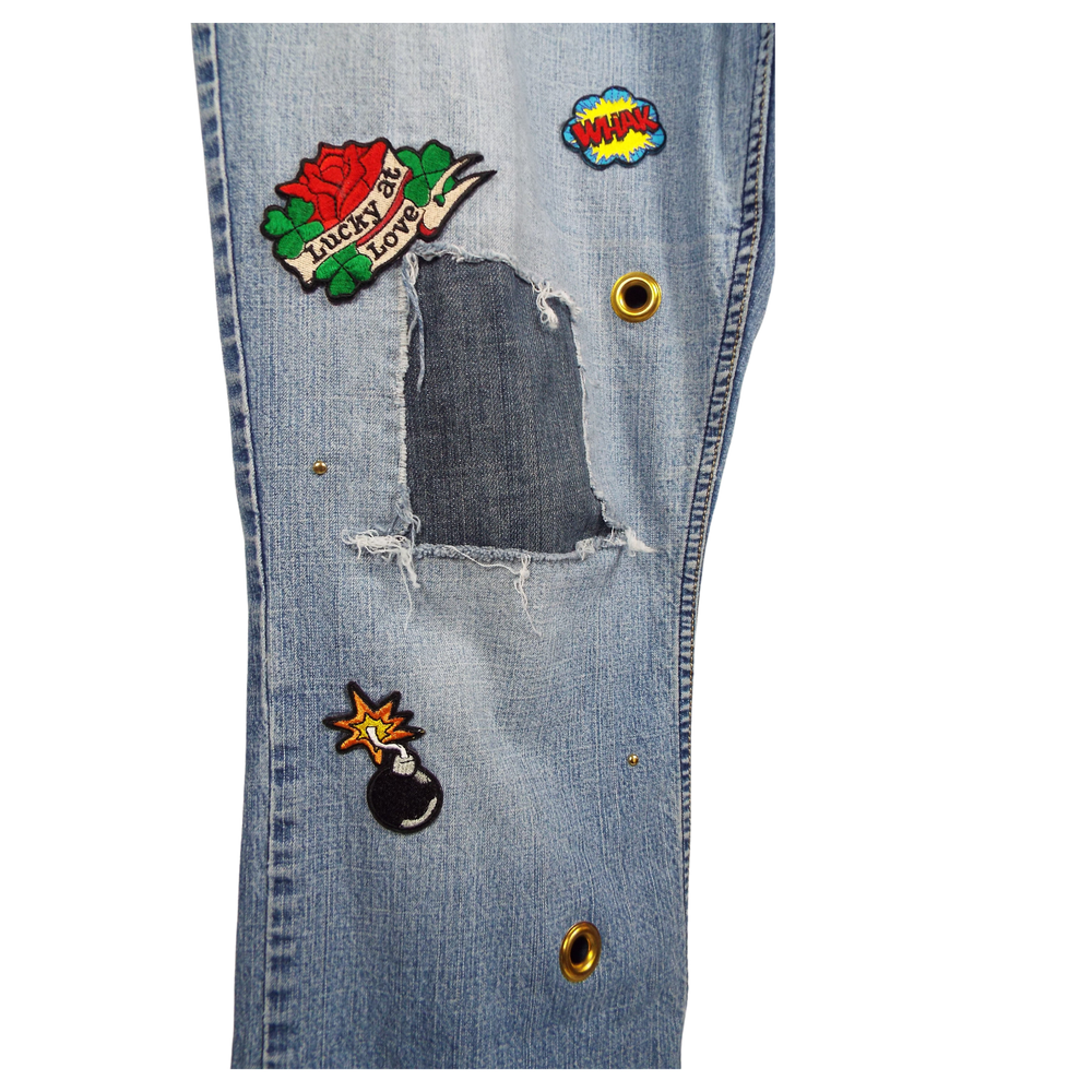 Sequin Rose and Patchwork Jeans