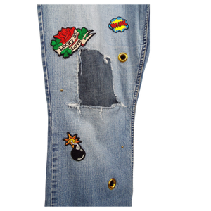 Sequin Rose and Patchwork Jeans