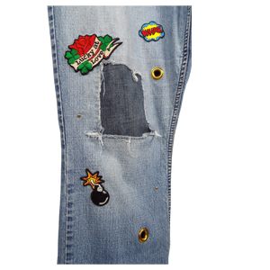
            
                Load image into Gallery viewer, Sequin Rose and Patchwork Jeans
            
        
