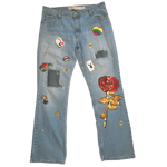 Sequin Rose and Patchwork Jeans