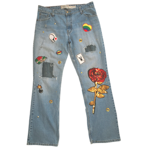 Sequin Rose and Patchwork Jeans