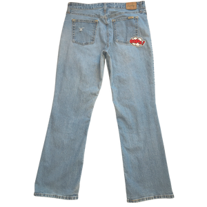 Sequin Rose and Patchwork Jeans
