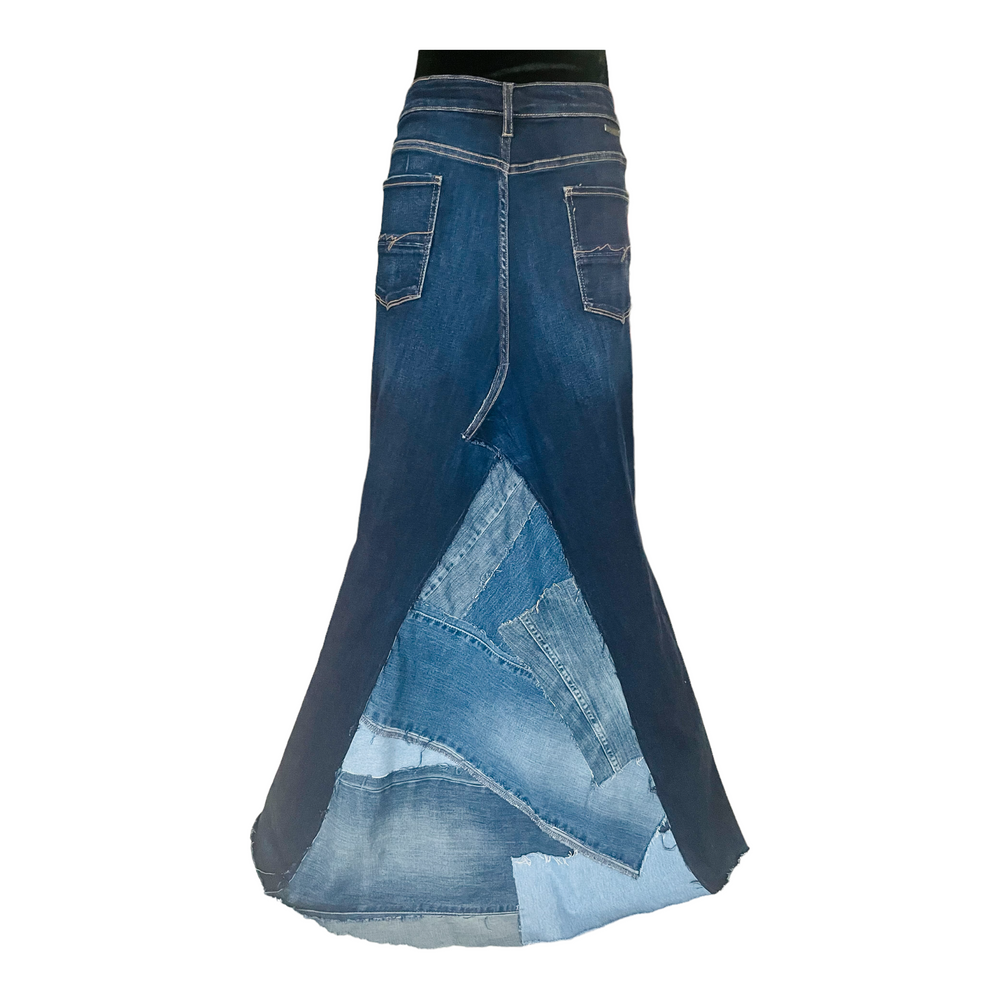 
            
                Load image into Gallery viewer, Mixed Patchwork Denim Skirt
            
        