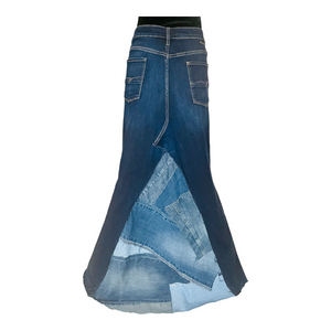 Mixed Patchwork Denim Skirt