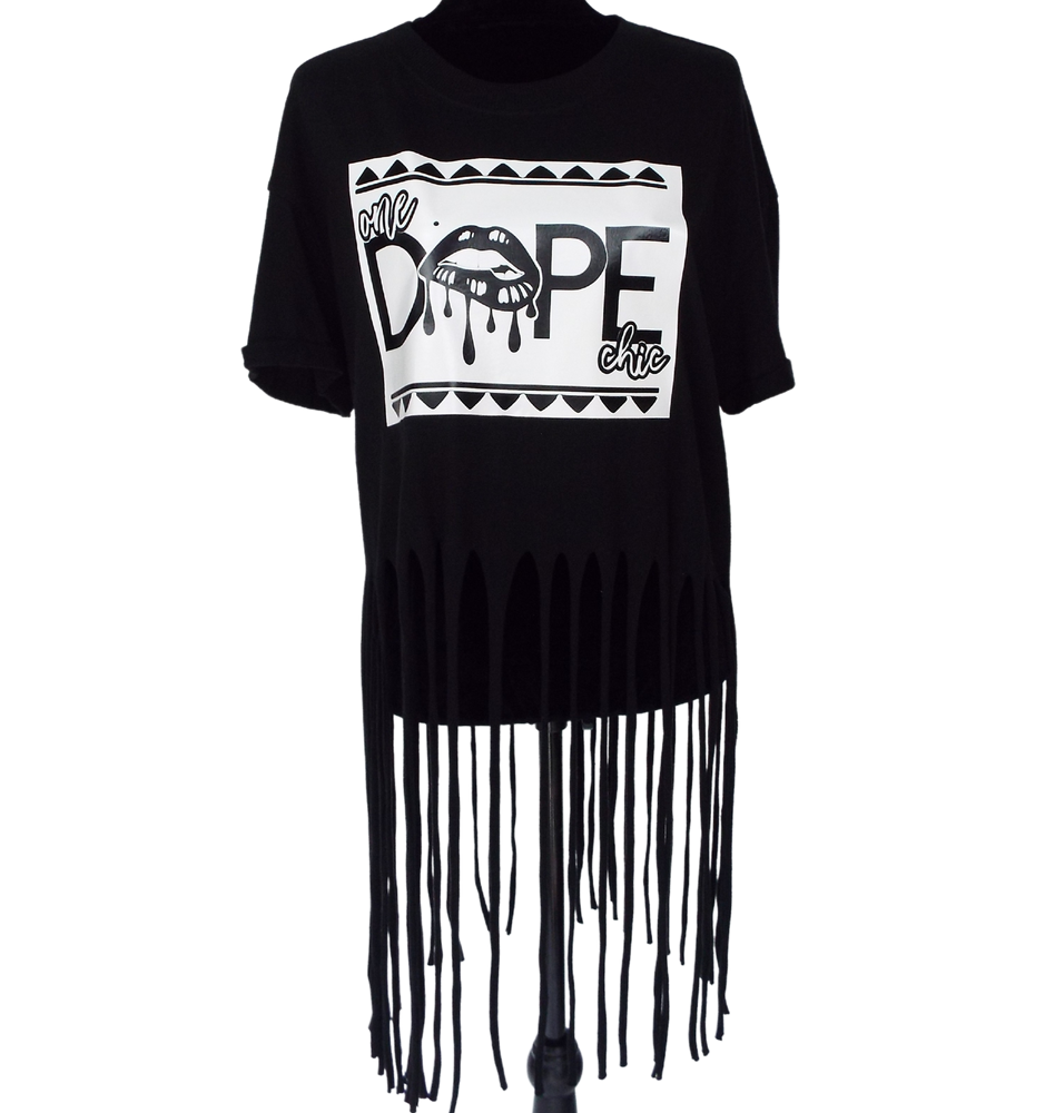 
            
                Load image into Gallery viewer, One Dope Chic Fringe Tee (Block Style)
            
        