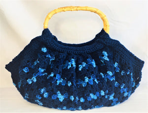 
            
                Load image into Gallery viewer, Mixed Blues Crochet Handbag - J. Elaine Boutique
            
        