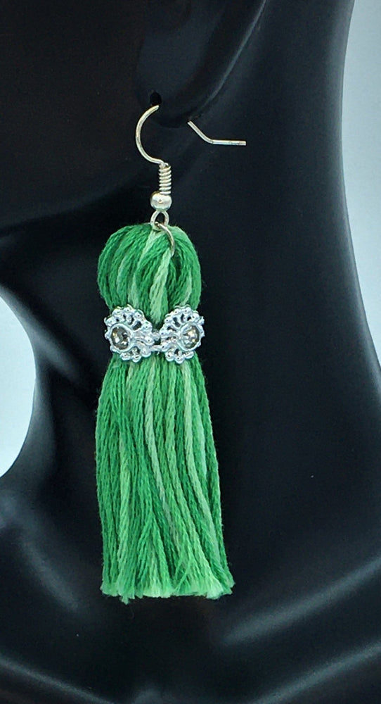 Tassel earring with silver rhinestones - J. Elaine Boutique