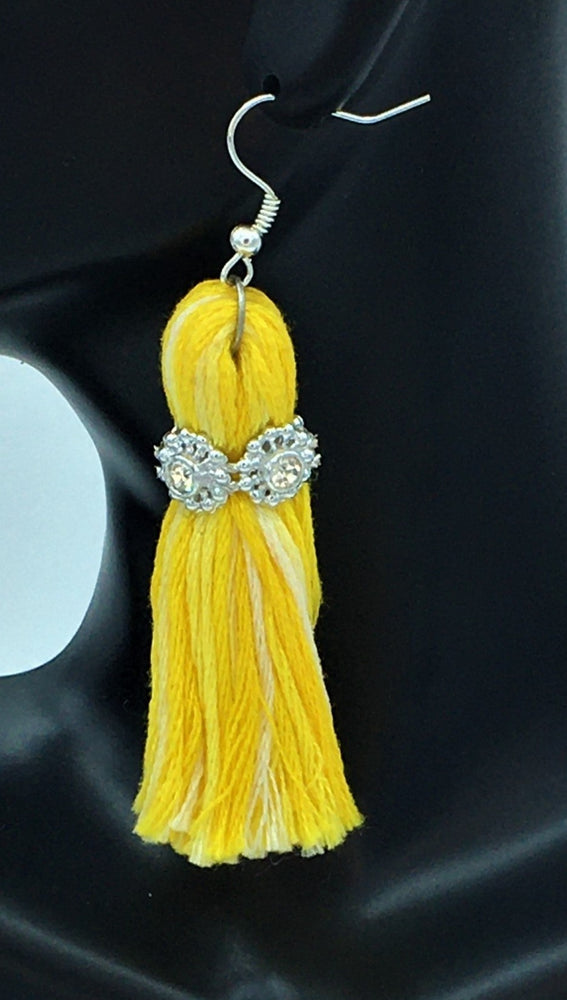 Tassel earring with silver rhinestones - J. Elaine Boutique