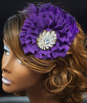 
            
                Load image into Gallery viewer, Royal Purple and Gold Fascinator - J. Elaine Boutique
            
        