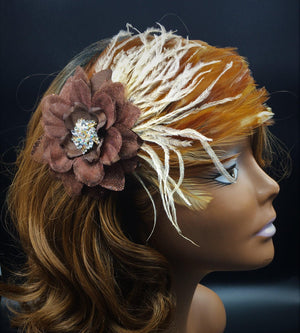Brown Betty Feather Fascinator - J. Elaine Boutique