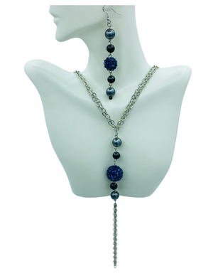 Blue and Silver Drop Double Chain Set